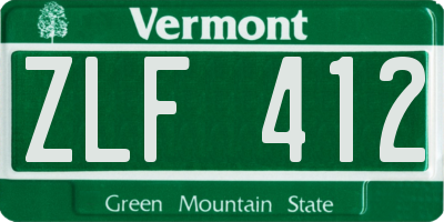 VT license plate ZLF412