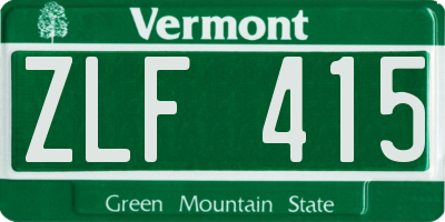 VT license plate ZLF415