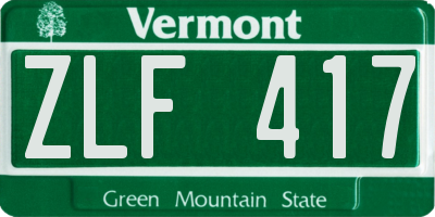 VT license plate ZLF417