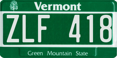 VT license plate ZLF418