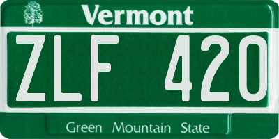 VT license plate ZLF420