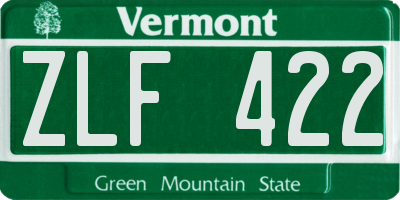 VT license plate ZLF422