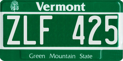 VT license plate ZLF425