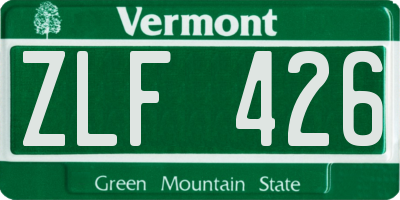 VT license plate ZLF426