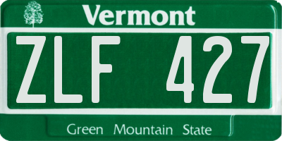 VT license plate ZLF427