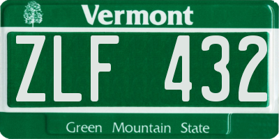 VT license plate ZLF432