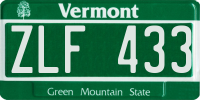 VT license plate ZLF433
