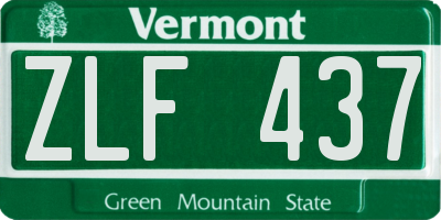 VT license plate ZLF437