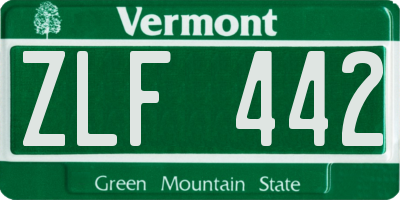 VT license plate ZLF442