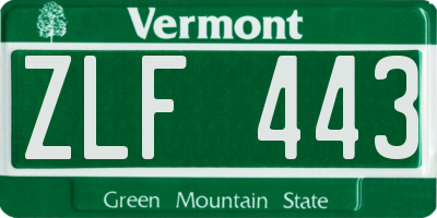 VT license plate ZLF443
