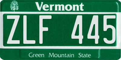 VT license plate ZLF445