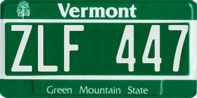 VT license plate ZLF447