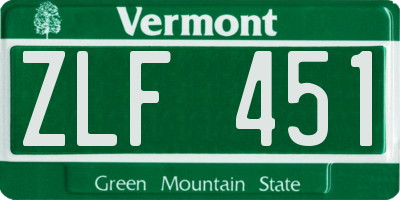 VT license plate ZLF451