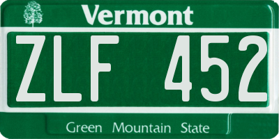 VT license plate ZLF452