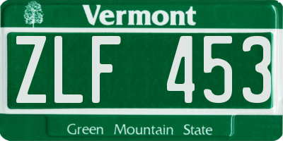 VT license plate ZLF453