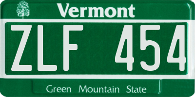VT license plate ZLF454