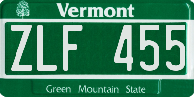 VT license plate ZLF455