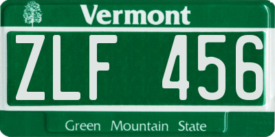 VT license plate ZLF456
