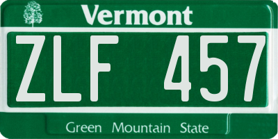 VT license plate ZLF457