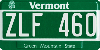 VT license plate ZLF460