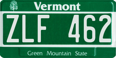 VT license plate ZLF462