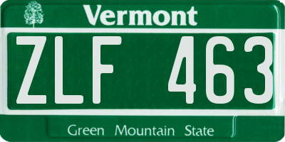 VT license plate ZLF463