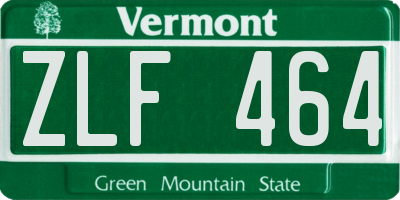 VT license plate ZLF464
