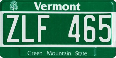 VT license plate ZLF465