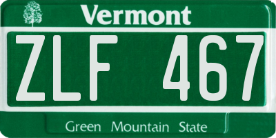 VT license plate ZLF467