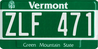 VT license plate ZLF471