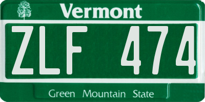 VT license plate ZLF474