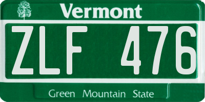 VT license plate ZLF476