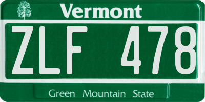 VT license plate ZLF478