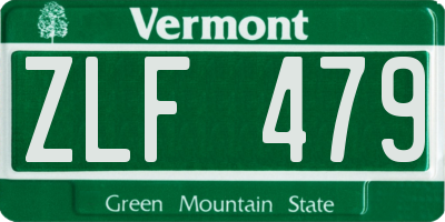 VT license plate ZLF479
