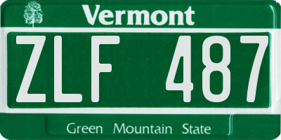VT license plate ZLF487