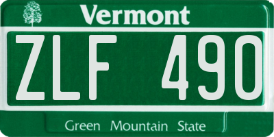 VT license plate ZLF490