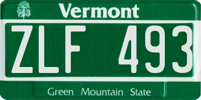 VT license plate ZLF493