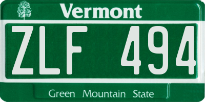 VT license plate ZLF494