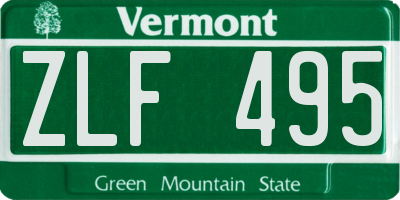 VT license plate ZLF495