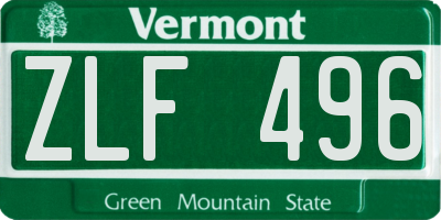 VT license plate ZLF496