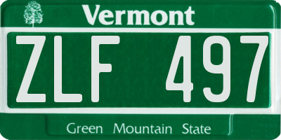 VT license plate ZLF497