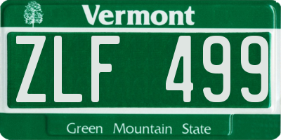 VT license plate ZLF499