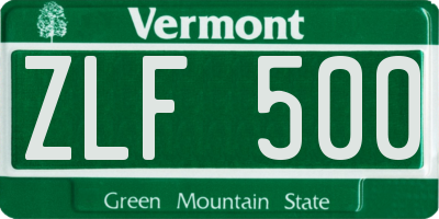 VT license plate ZLF500