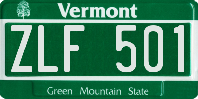 VT license plate ZLF501