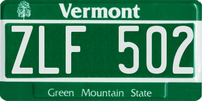VT license plate ZLF502