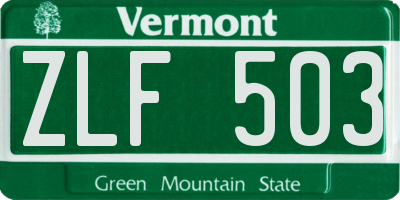 VT license plate ZLF503