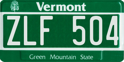 VT license plate ZLF504