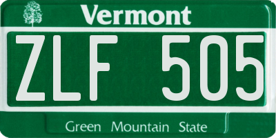 VT license plate ZLF505