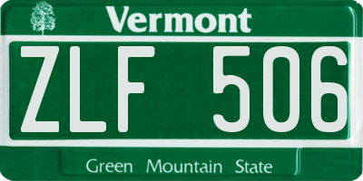 VT license plate ZLF506