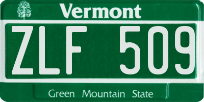 VT license plate ZLF509